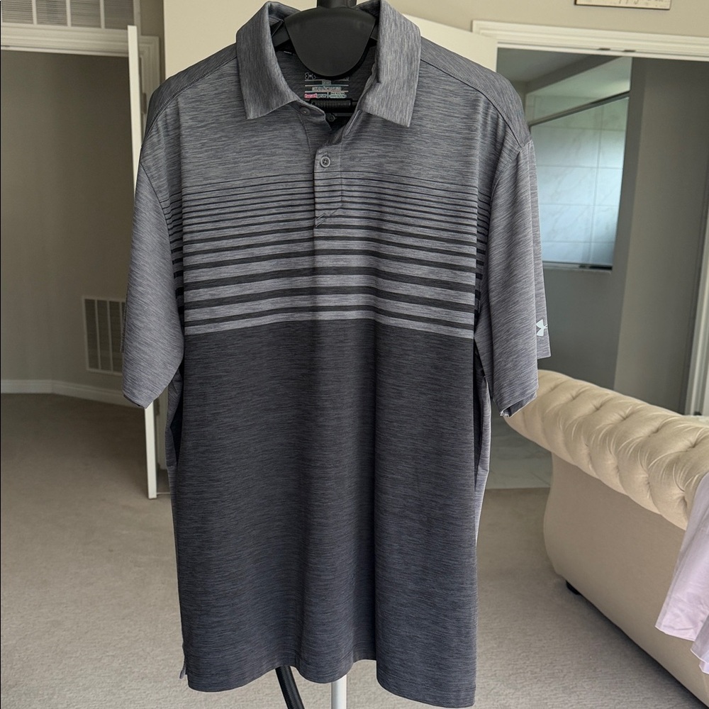 Under Armour Men's Grey Gradient Stripe Polo